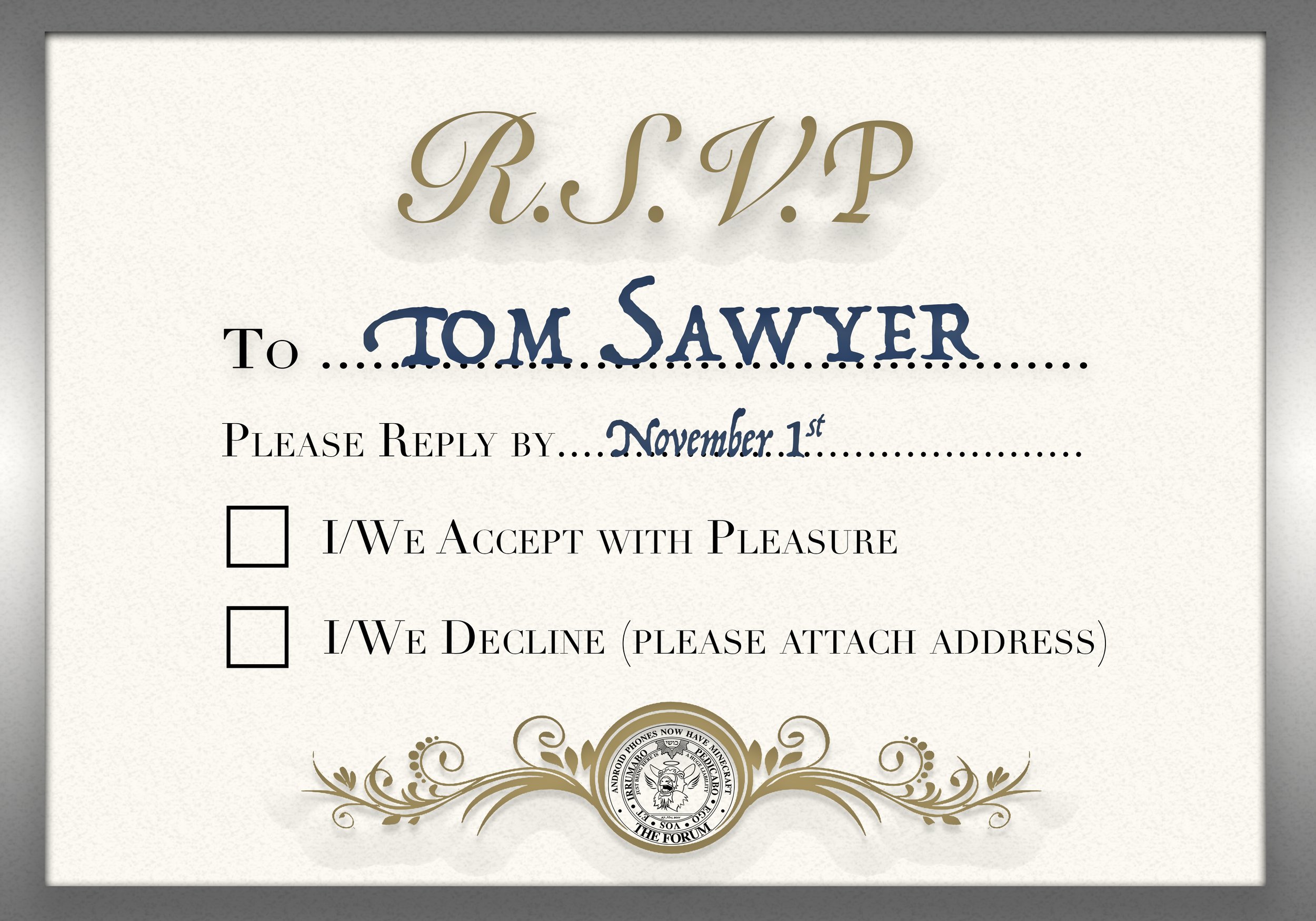 RSVP for those out of town.